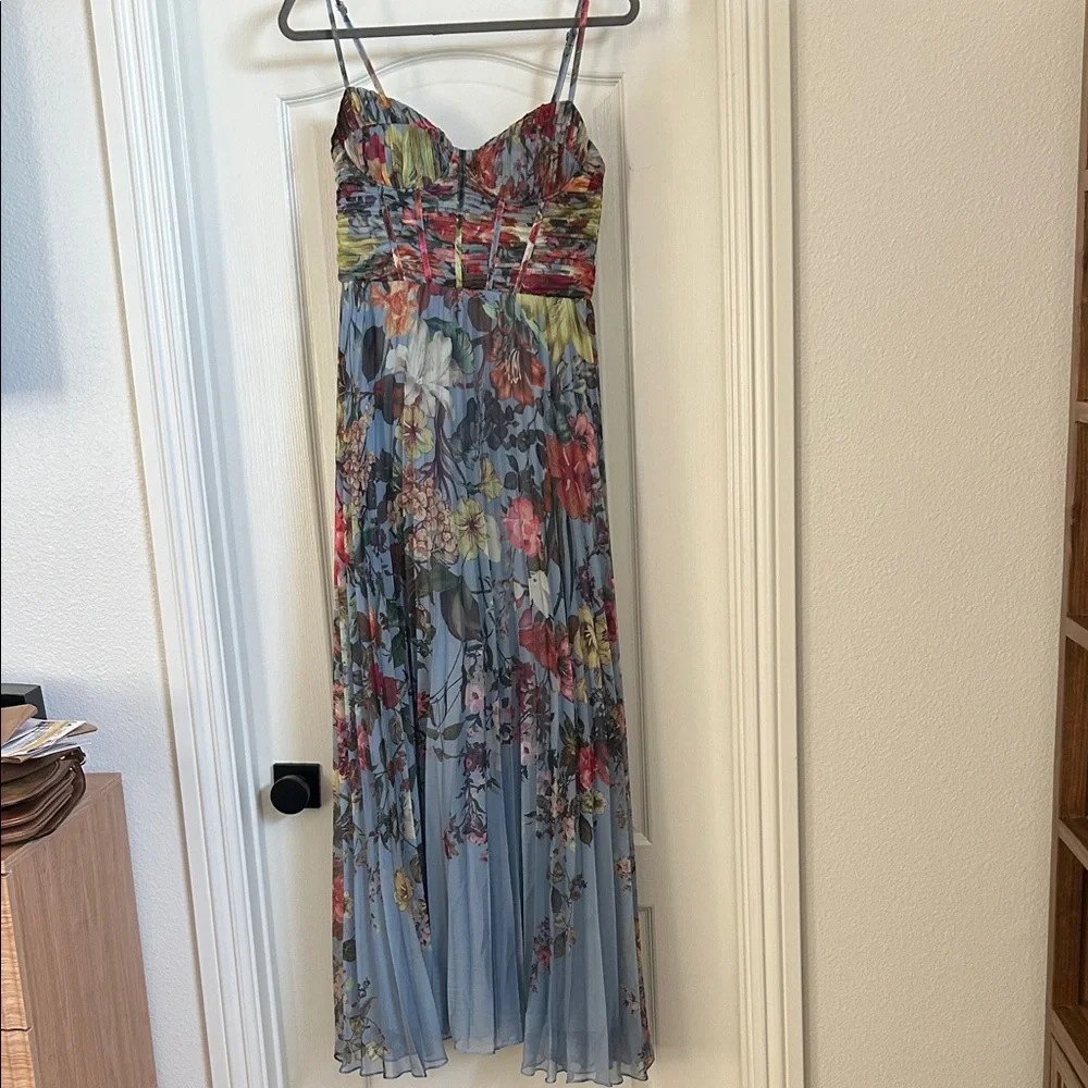 Aqua Multicolor Floral Maxi Dress - Picture 2 of 5